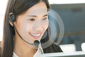 Woman working in call center