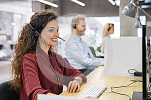 Woman working in call center