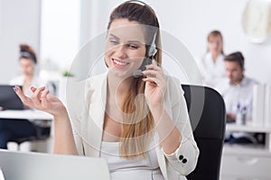 Woman working in call center