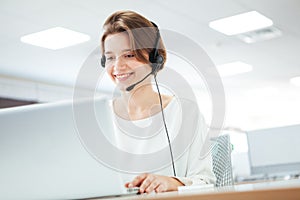 Woman working in call center