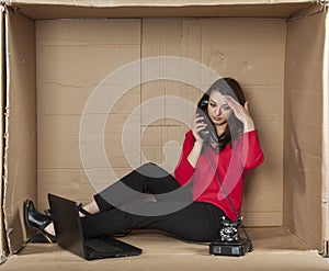 Woman working in a call center