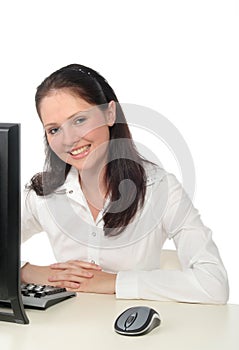 Woman working on a computer