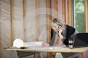 Woman Working at Construction Site