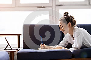 Woman working in creative start-up company