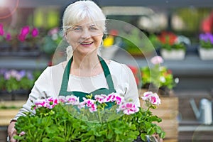 Woman working in florist shop