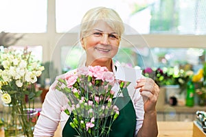 Woman working in florist shop