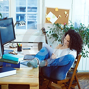 Woman working at home