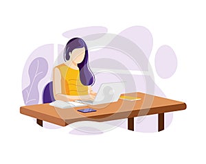 Woman Working at home concept