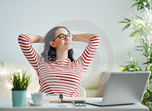 Woman working on a laptop