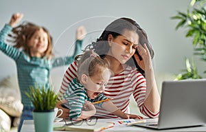 Woman working on a laptop