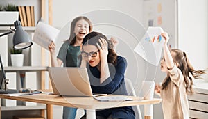 Woman working on a laptop