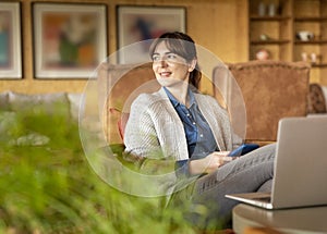 Woman working on a laptop