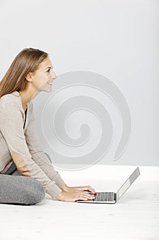 Woman working on a laptop