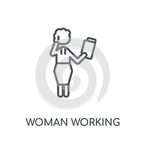 Woman Working linear icon. Modern outline Woman Working logo con