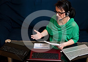 Woman working online