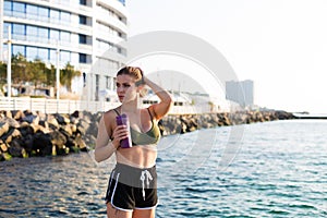 Woman working out at the beach