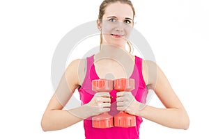 Woman working out with dumbbells