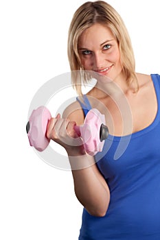 Woman working out with dumbells
