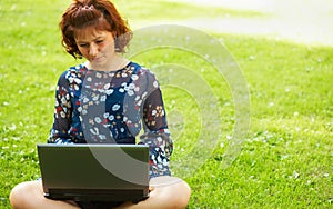 Woman working outdoors