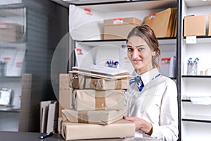 Woman working at the post office