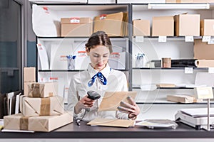 Woman working at the post office