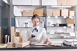 Woman working at the post office