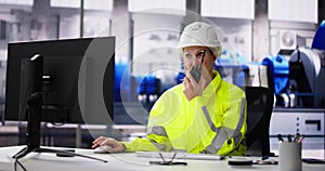 Woman Working In Power Plant Electricity