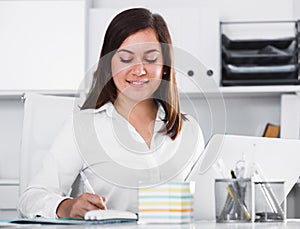 Woman working productively