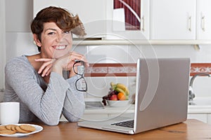 Woman working or studying at home