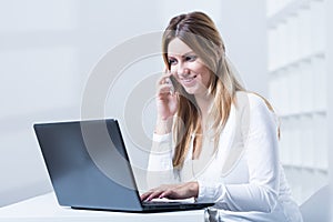 Woman working in telemarketing