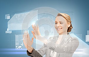 Woman working with virtual screen