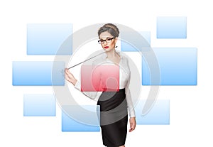 Woman working with virtual screen
