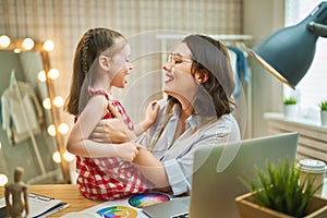 Woman is working at workshop