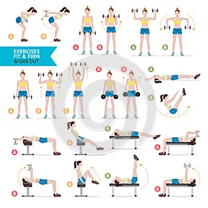 Woman workout fitness, aerobic and exercises. Vector Illustration. photo