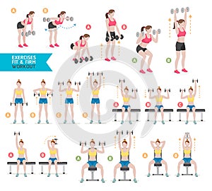 Woman workout fitness, aerobic and exercises. Vector Illustration. photo