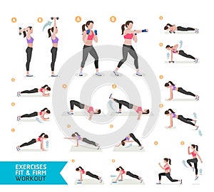 Woman workout fitness, aerobic and exercises. photo