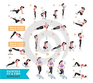 Woman workout fitness, aerobic and exercises. photo