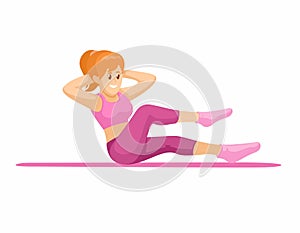 Woman Workout And Yoga Exercise Sport Cartoon Illustration Vector