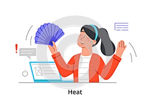 Woman works in heat concept