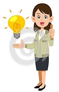 Woman in workwear evaluating ideas