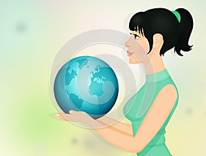 Woman with world in her hands