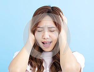 woman with worried and stressed face