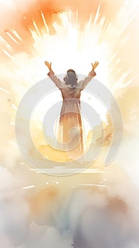 Woman in worship embodied spiritual essence of faith, finding freedom and hope in her connection with God through religion.
