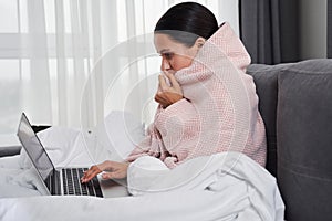 Woman wrapped in body blanket