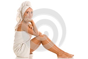 Woman wrapped towels