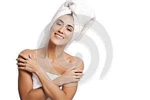 Woman wrapped in towels