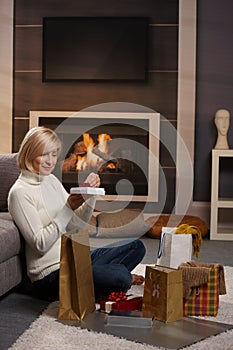 Woman wrapping presents