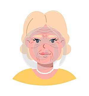 Woman with wrinkles at face concept