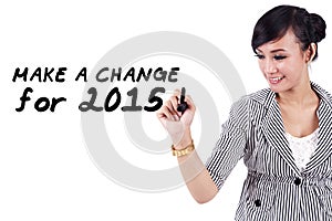 Woman writes a change for 2015