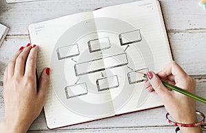 Woman writing on a notepad